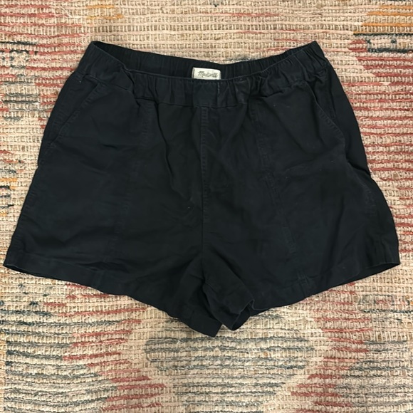 Madewell Linen-Blend Easy Pull-On Shorts Black Medium - Picture 3 of 6